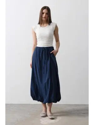 Omarı Şık Beli Sarmalı Etek - Mor