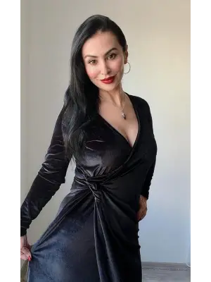 Omarı Parlak Kadife Elbise