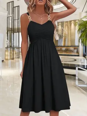 Omarı Zarif V Yakalı Kadın Kısa Elbise