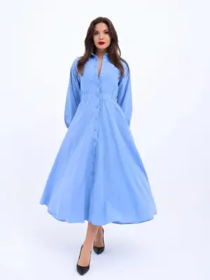 Omarı Mavinin Zarafeti: Göğüs Dekolteli Omuz Detaylı Elbise