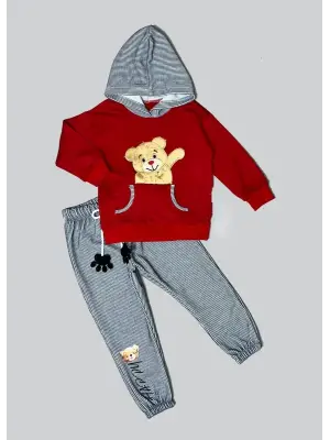 Şık Pelüş Ayı Desenli Çocuk Takımı