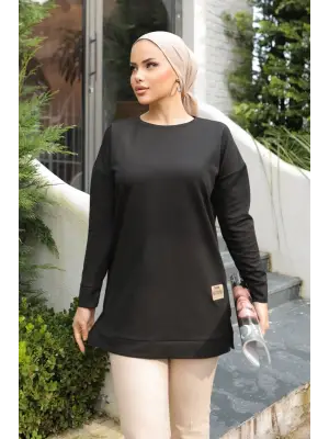 Omarı Siyah Arma Detaylı Tunik Modası Yeni!