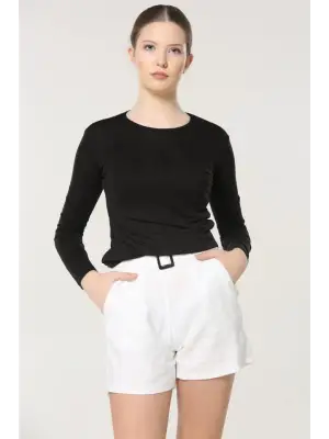 Omarı Şık ve Rahat Uzun Kollu Viskon Penye Body Siyah