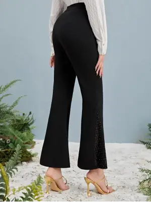 Omarı Yüksek Bel Tül Detaylı Tayt Pantolon