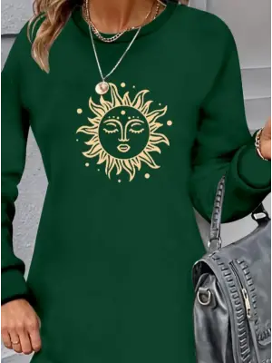 Omarı Yaz Mevsimine Uygun Güneş Desenli Elbise