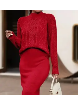 Omarı Şık Kadın Triko Takımı