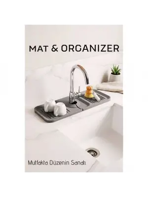 Silikon Batarya Matı & Lavabo Organizeri: Premium Musluk Altı Kurutma Matı
