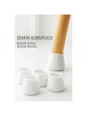 Silikonlu Sandalye Ayak Koruyucu – Sessiz ve Çiziksiz Kullanım, 4’lü Set BEYAZ