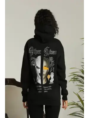Oversize Kapüşonlu Sweatshirt - Siyah