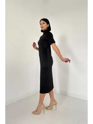 Siyah Balıkçı Yaka Elbise