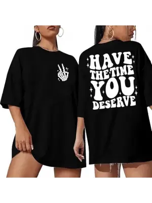 Omarı Siyah Bisiklet Desenli Kısa Kol T-shirt