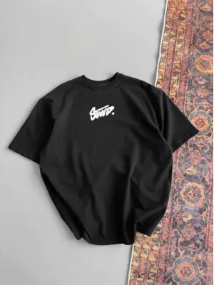 Omarı Siyah Oversize Baskılı T-shirt