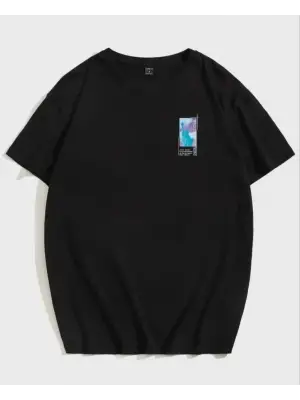 Omarı Baskılı Oversize Siyah Unisex T-Shirt