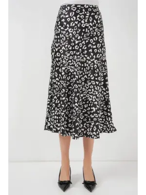 Siyah Beyaz Desenli Saten Etek 15806