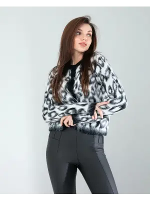 Çarpıcı Leopar Desen Triko Hırka