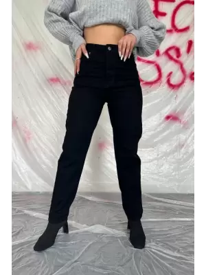 Siyah Boru Paça Jeans Pantolon