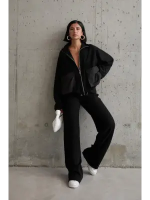 Omarı Siyah Cepli Takım