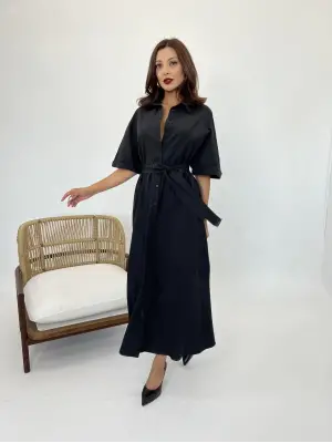 Omarı Zarif Siyah Elbise Modeli