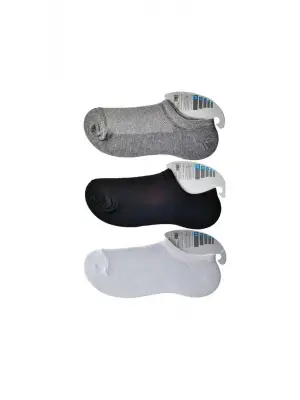 Omarı Siyah Gri Beyaz Erkek Görünmez Çorap Seti