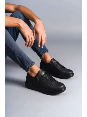 Omarı Siyah Cilt Erkek Günlük Sneaker Ayakkabı