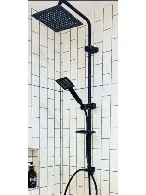 Siyah Kare Duş Seti, Tepe Yağmurlama Duş Başlığı, Ekstra Büyük Robot Duş Sistemi
