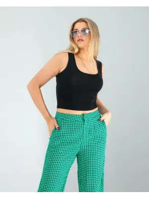 Omarı Derin Omuz Dekolteli Siyah Bluz