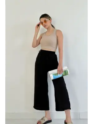 Siyah Keten Pantolon