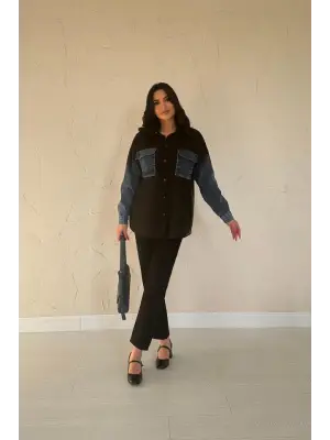 Siyah Kot Garnili Ceket