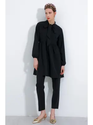 Siyah Örme Pantolon Tunik Alt Üst Takım 6654