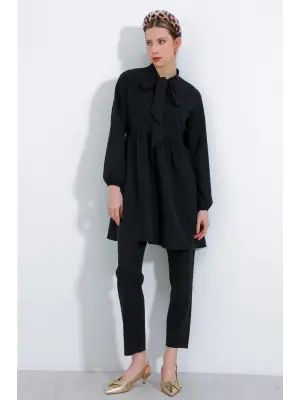 Siyah Örme Pantolon Tunik Alt Üst Takım 6654