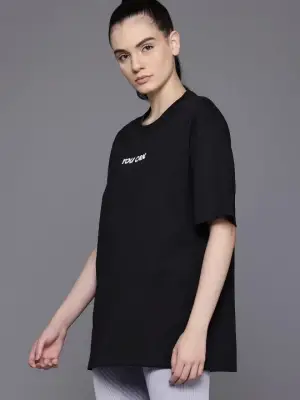 Omarı Siyah Oversize Baskılı T-shirt