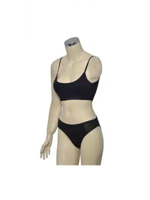 Siyah Pedli İp Askılı İç Çamaşırı Takımı