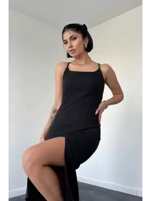 Siyah Sırt Dekolteli Elbise