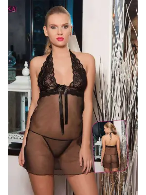 Omarı Dikkat Çeken Transparan Göğüs Dekolteli Fantezi Kostüm