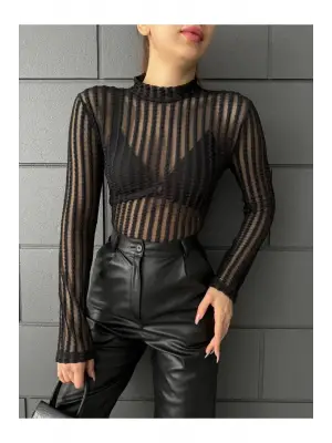 Zarif Transparan Tül Bluz