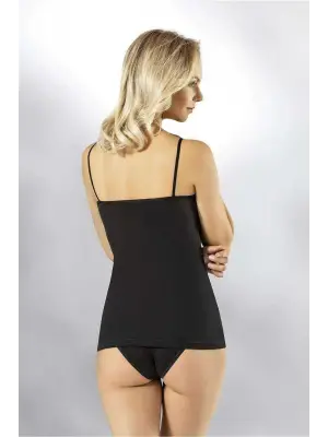 Omarı Tül Detaylı İp Askılı Siyah Atlet