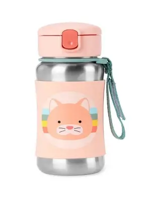 Skip Hop Zoo Pipetli Paslanmaz Çelik Suluk 350 ml Kedi