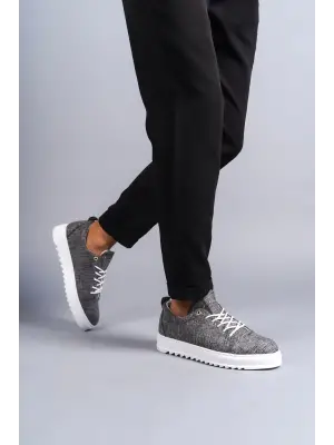 Omarı Cool Bağcıklı Keten Erkek Günlük Spor Ayakkabı - Gri