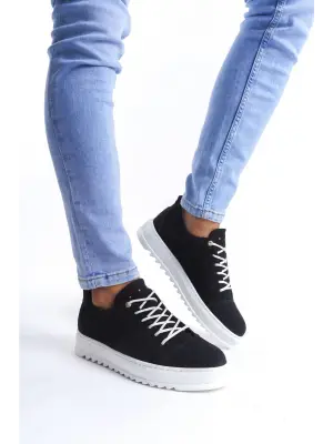 Omarı Cool Bağcıklı Süet Erkek Günlük Ayakkabı Siyah