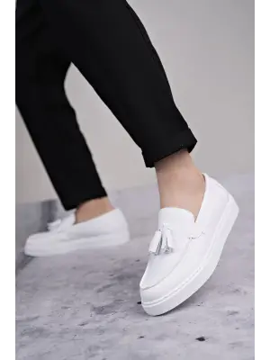 Omarı Püsküllü Beyaz Erkek Günlük Spor Ayakkabı