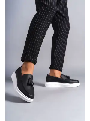 Omarı Püsküllü Erkek Günlük Spor Ayakkabı - Siyah