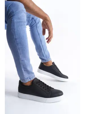 Omarı Siyah Elite Bağcıklı Erkek Günlük Sneaker