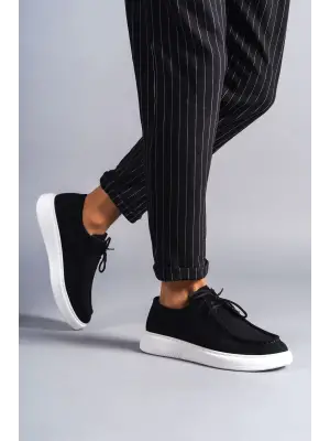 Omarı Tornado Bağcıklı Siyah Süet Erkek Spor Ayakkabı