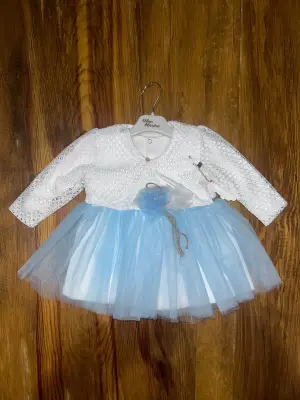 Omarı Sevimli Mavi Prenses Elbise 9-18 Ay