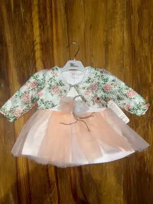 Omarı Pudra Renkli Prenses Elbise 9-18 Ay