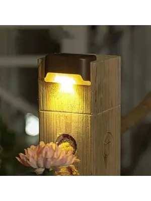 Solar Güneş Enerjili Şarj Edilen Köşebent Merdiven Veranda Bahçe Yolu Led Lamba Işık 4 Adet