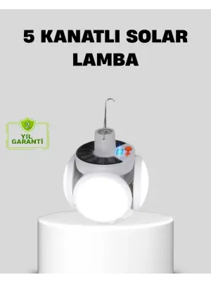 Solar Güneş Enerjili Ve Usb Şarjlı 5 Kanatlı Led Kamp Lambası