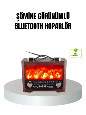 Solar Şarjlı Şömine Alev Efektli Bluetooth Hoparlör 7w Taşınabilir Ses Sistemi
