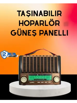 Solar Şarjlı Taşınabilir Radyo Bluetooth Hoparlör Usb Sd Destekli