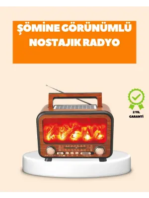 Şömine Alev Işıklı Solar Bluetooth Hoparlör – 7w Güçlü Ses, Fm Radyo